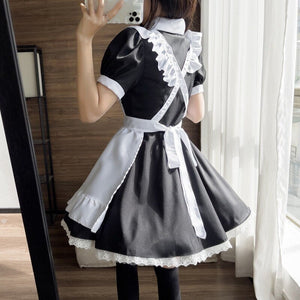 Black White Kawaii Lolita Maid Cosplay Women's Dress | NEW-Enchanted peach