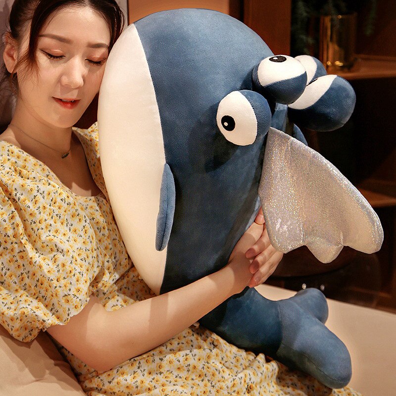 Blue Alien Whale with Wings Plushie-Enchanted peach