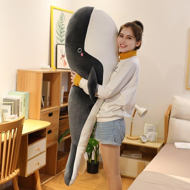 Blue Giant Kawaii Whale Plushie-Enchanted peach