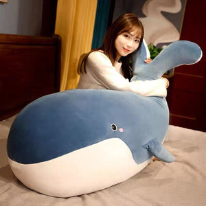 Blue Giant Kawaii Whale Plushie-Enchanted peach