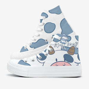 Blue Kawaii Cow Women's Sneakers Trainers-Enchanted peach