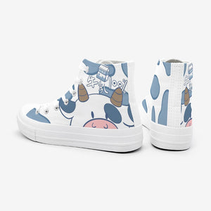 Blue Kawaii Cow Women's Sneakers Trainers-Enchanted peach