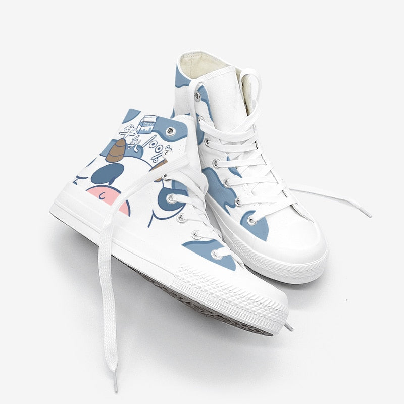 Blue Kawaii Cow Women's Sneakers Trainers-Enchanted peach