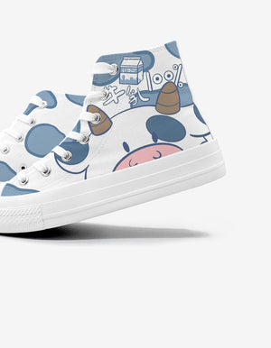 Blue Kawaii Cow Women's Sneakers Trainers-Enchanted peach