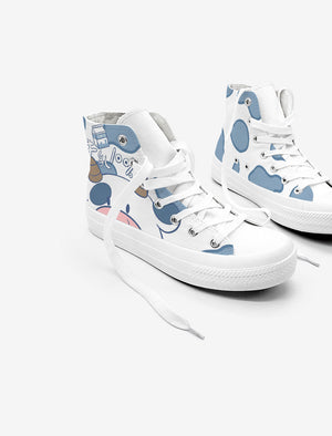 Blue Kawaii Cow Women's Sneakers Trainers-Enchanted peach