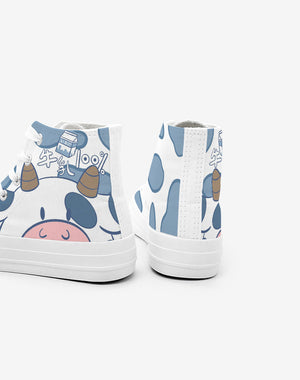 Blue Kawaii Cow Women's Sneakers Trainers-Enchanted peach