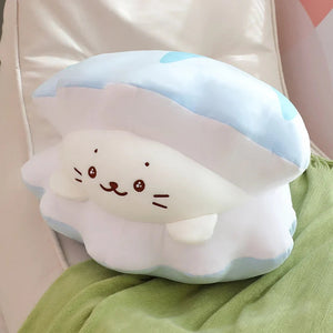 Blue Oyster White Seal Plushie-Enchanted peach