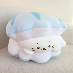 Blue Oyster White Seal Plushie-Enchanted peach