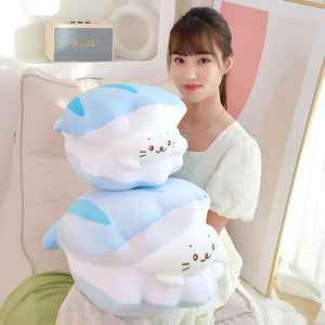 Blue Oyster White Seal Plushie-Enchanted peach