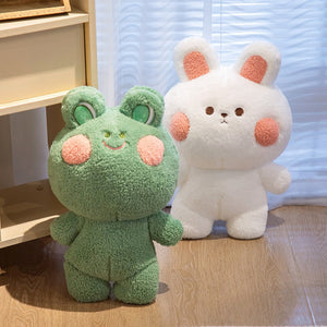 Blushing Frog and Rabbit Friends Plush-Enchanted peach