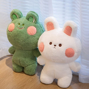 Blushing Frog and Rabbit Friends Plush-Enchanted peach