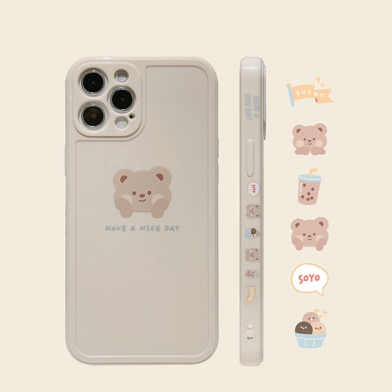 Boba Bear x Bubble Tea iPhone Case-Enchanted peach