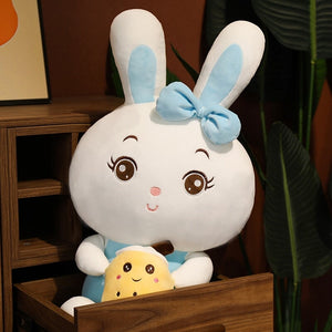 Boba Bunny Couple Plushies-Enchanted peach