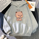 Boba the Brown Bear Munching Cake Unisex Hoodies-Enchanted peach