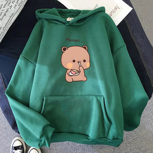 Boba the Brown Bear Munching Cake Unisex Hoodies-Enchanted peach