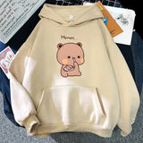 Boba the Brown Bear Munching Cake Unisex Hoodies-Enchanted peach