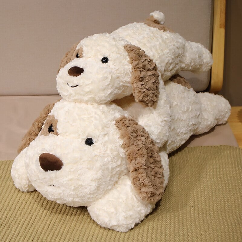 Bonny & Sydney the Laying Spotty Dog Plushies-Enchanted peach