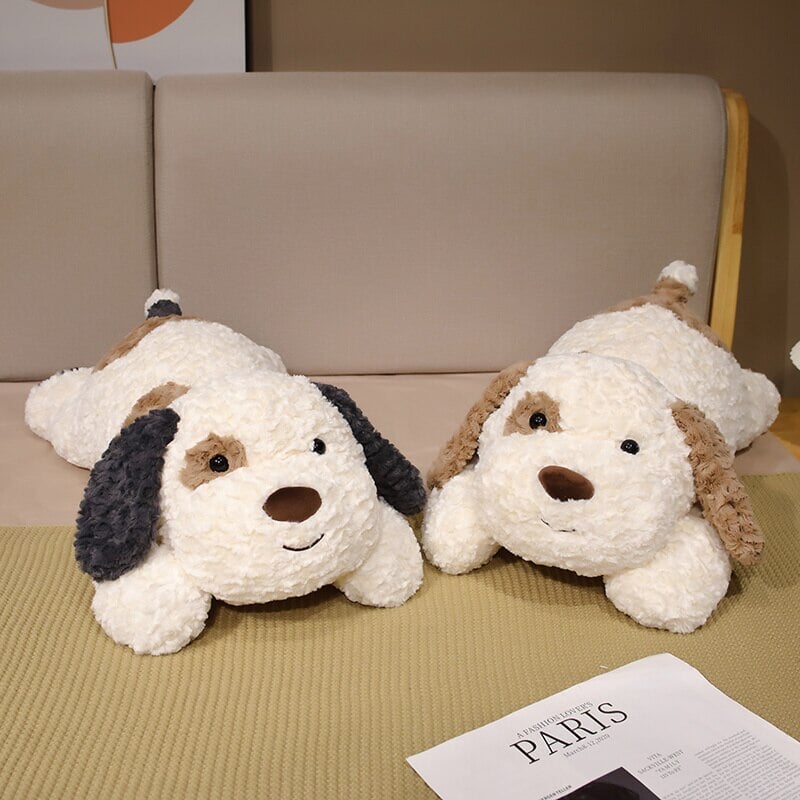 Bonny & Sydney the Laying Spotty Dog Plushies-Enchanted peach