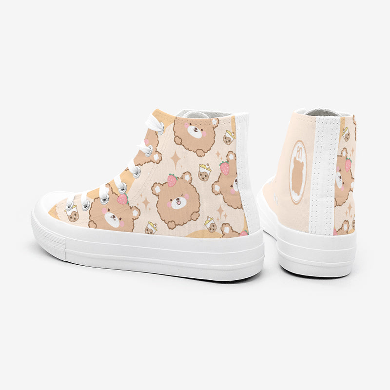 Brown Kawaii Bear Women's Sneakers Trainers-Enchanted peach