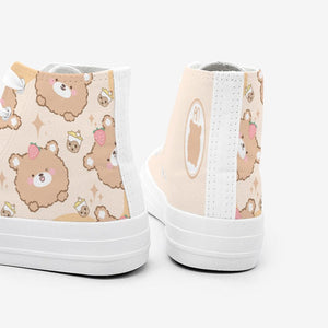 Brown Kawaii Bear Women's Sneakers Trainers-Enchanted peach