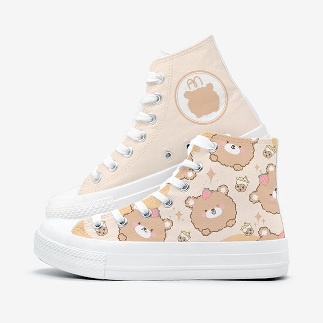 Brown Kawaii Bear Women's Sneakers Trainers-Enchanted peach