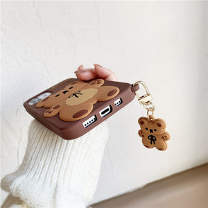 Brunch Bear iPhone Case with Charm-Enchanted peach