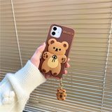 Brunch Bear iPhone Case with Charm-Enchanted peach