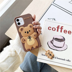 Brunch Bear iPhone Case with Charm-Enchanted peach