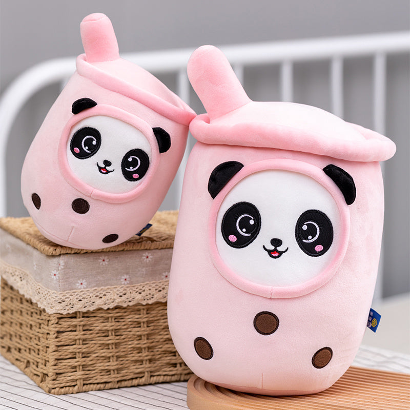 Bubble Tea Panda Family Plushies-Enchanted peach