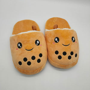 Bubble Tea Plush Slippers-Enchanted peach