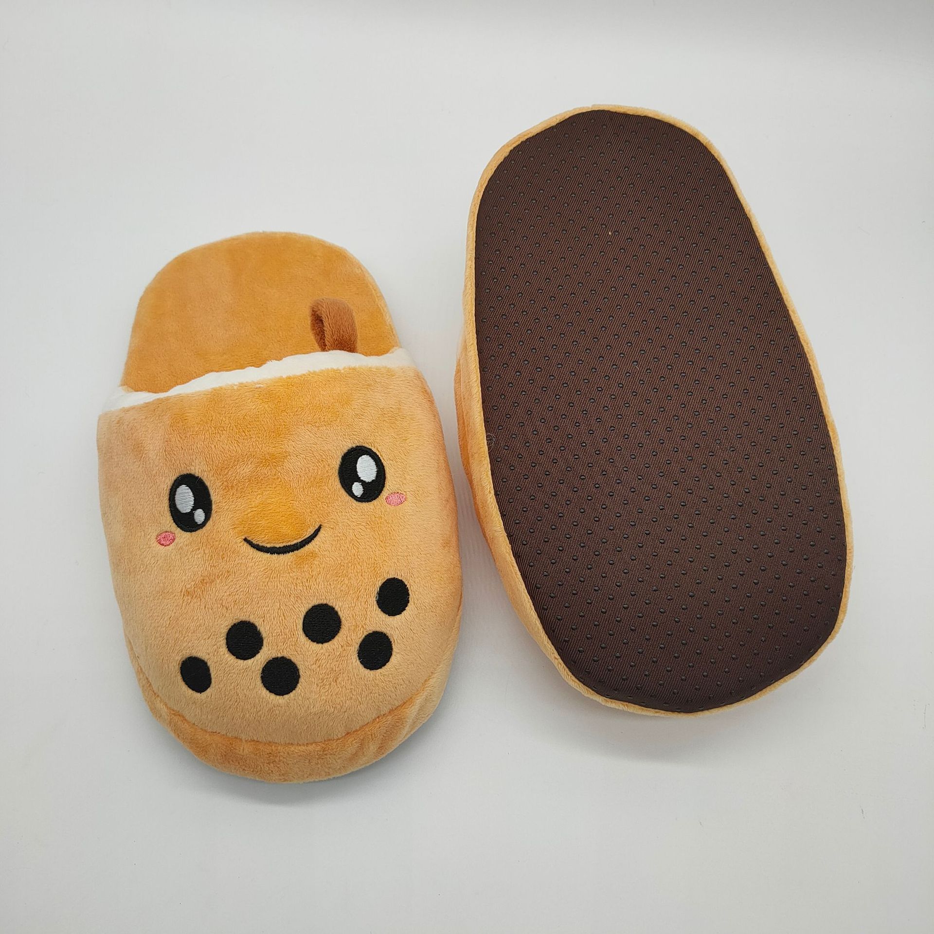 Bubble Tea Plush Slippers-Enchanted peach