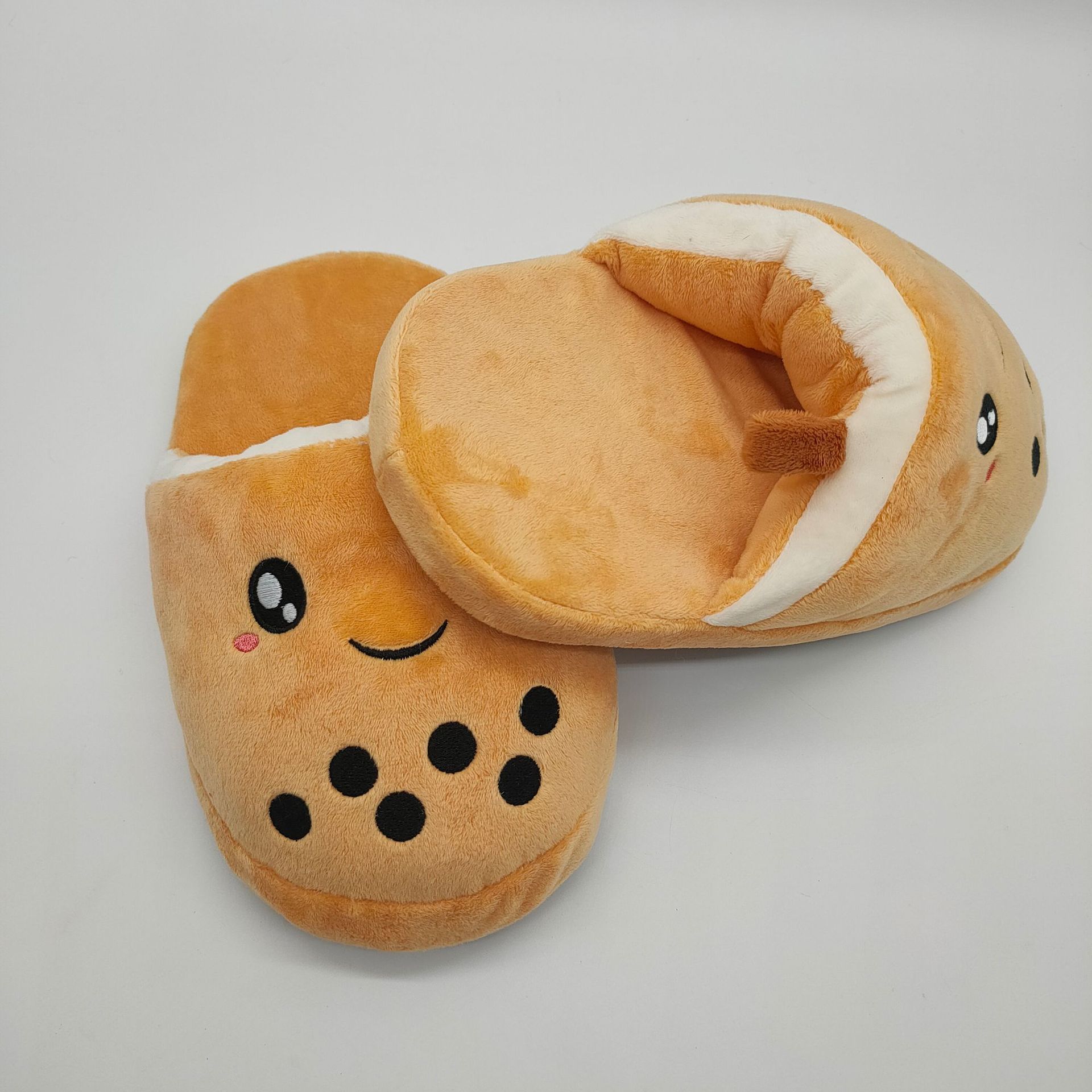 Bubble Tea Plush Slippers-Enchanted peach