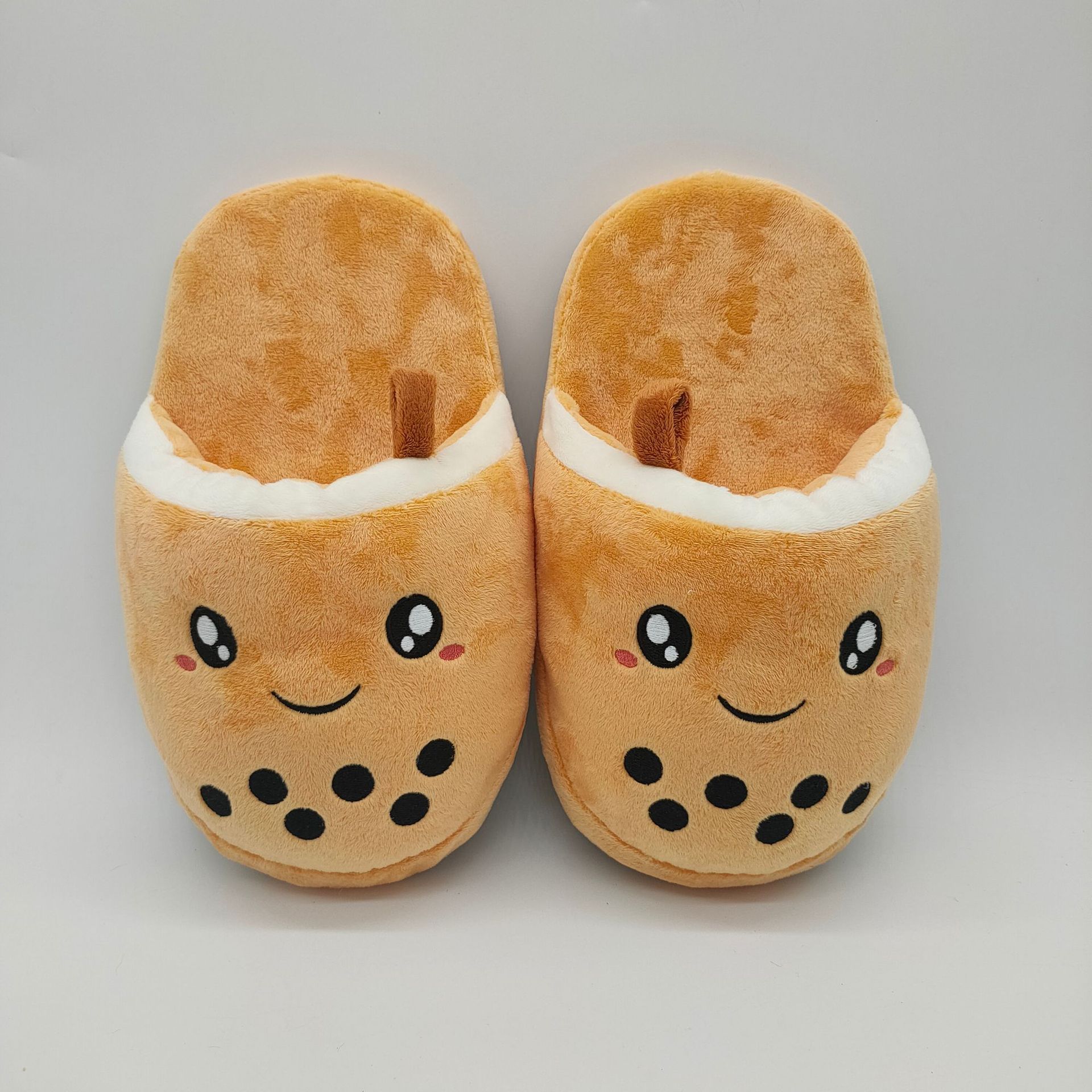 Bubble Tea Plush Slippers-Enchanted peach