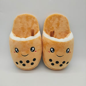 Bubble Tea Plush Slippers-Enchanted peach