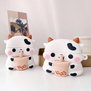 Bubbly Boba Cow Airpods Case (1&2&Pro)-Enchanted peach