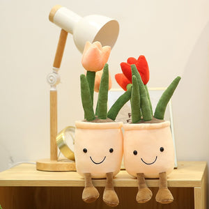 Bubbly Tulip Flower Pot Plush-Enchanted peach