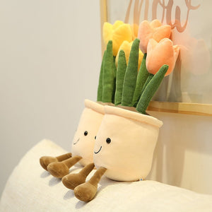 Bubbly Tulip Flower Pot Plush-Enchanted peach