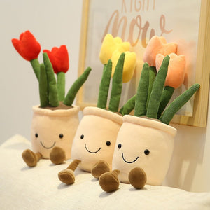 Bubbly Tulip Flower Pot Plush-Enchanted peach