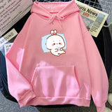 Bubu the Chilling Bunny Unisex Hoodie-Enchanted peach