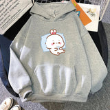 Bubu the Chilling Bunny Unisex Hoodie-Enchanted peach