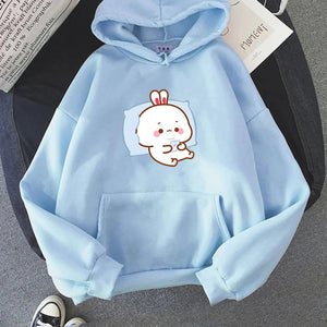 Bubu the Chilling Bunny Unisex Hoodie-Enchanted peach