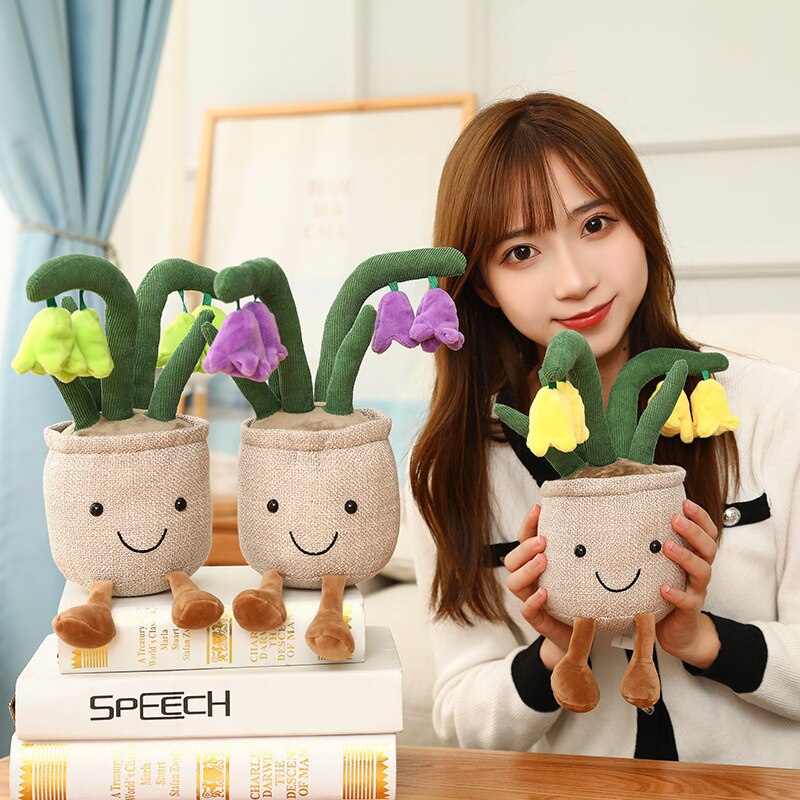 Buddy Bell Flower Pot Plush-Enchanted peach