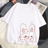 Bunny Bestie Selfie Cotton Women's Tee-Enchanted peach