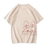 Bunny Bestie Selfie Cotton Women's Tee-Enchanted peach