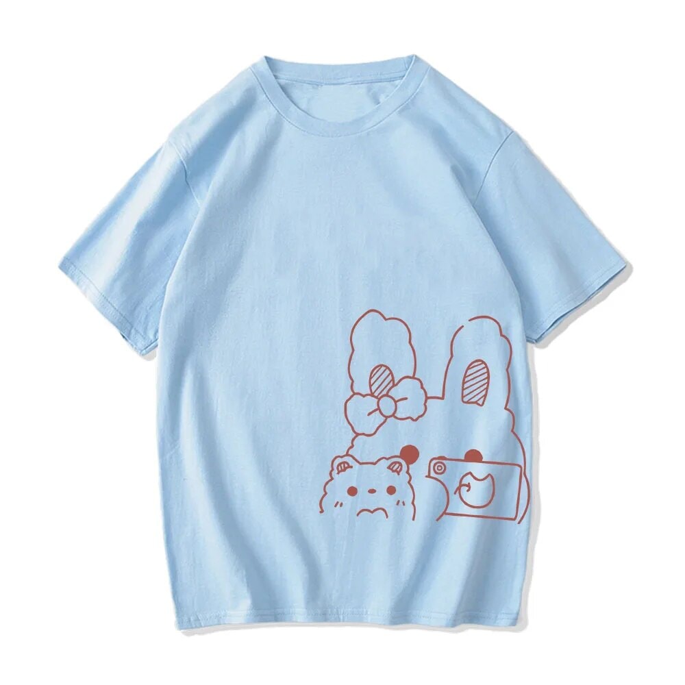 Bunny Bestie Selfie Cotton Women's Tee-Enchanted peach