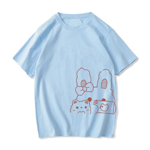 Bunny Bestie Selfie Cotton Women's Tee-Enchanted peach