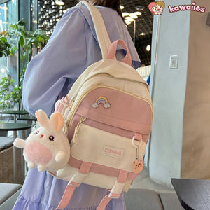 Bunny Pastel Backpack Bag-Enchanted peach