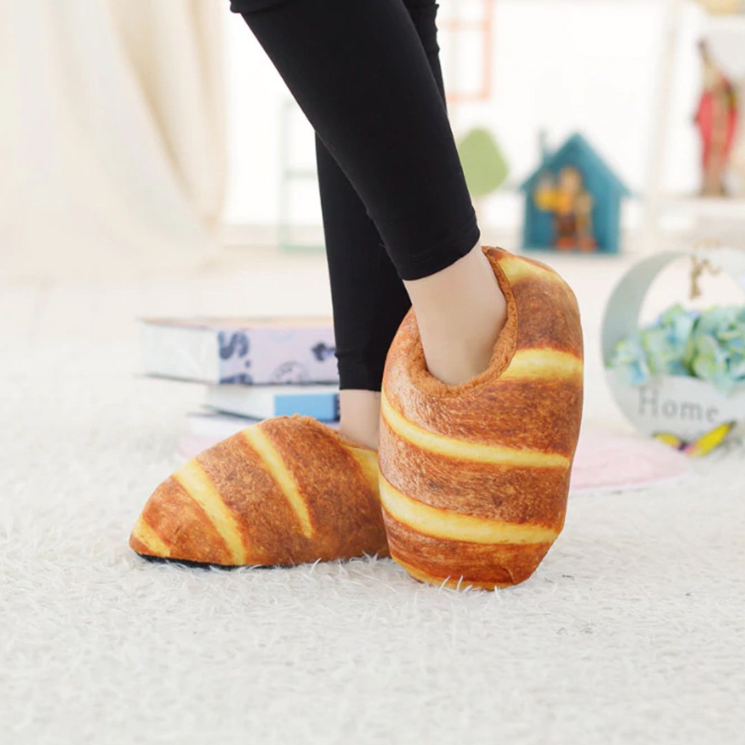 Butter Bread Plush Slippers-Enchanted peach