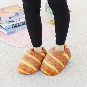 Butter Bread Plush Slippers-Enchanted peach