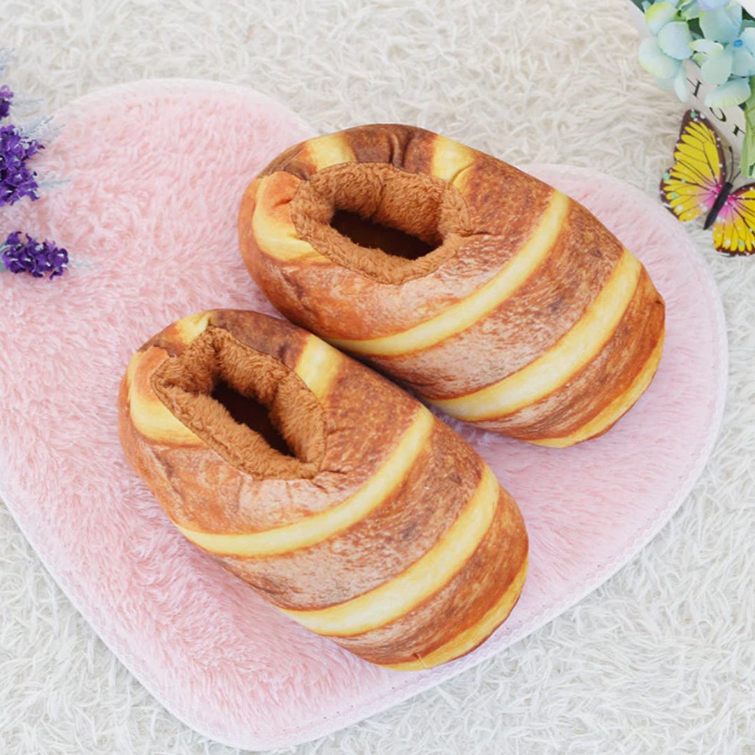 Butter Bread Plush Slippers-Enchanted peach